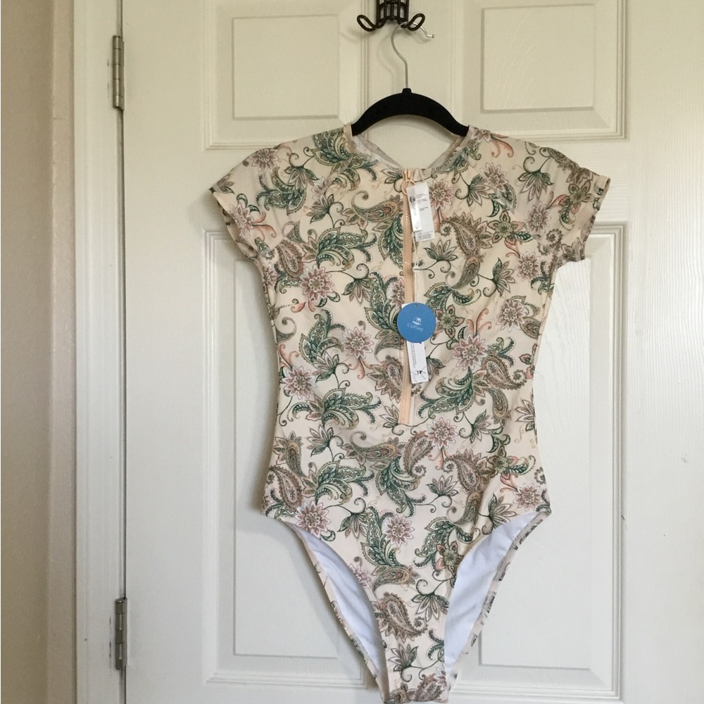 Women's Cupshe Paisley Zip-Up One-Piece Swimsuit size medium